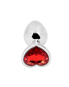 Heart shape Anal Plug silver - red