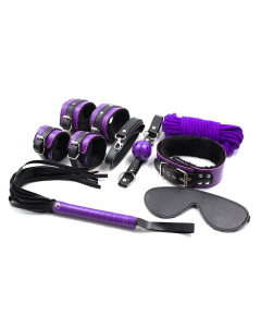 BDSM Plush Set L (7pcs) Black/Purple (no nipple clamps !)