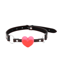 Heart Mouth Gag Black/Red