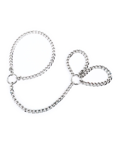 Chain Collar with Hand Cuffs Silver