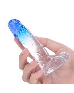 TPR Dildo 4.5" Transparant with Tip Blue