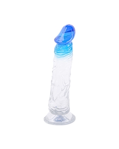 TPR Dildo 9" Transparant with Tip Blue