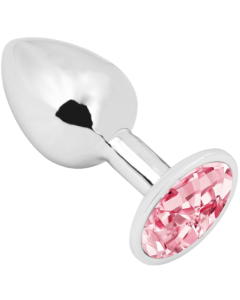 Rosebud Anal Plug large silver - pink