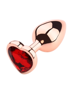 Heart shape Anal Plug Rose Gold - Red
