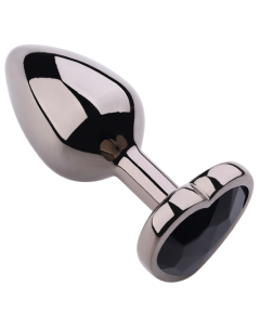 Heart shape Anal Plug Medium Black Metallic - Black