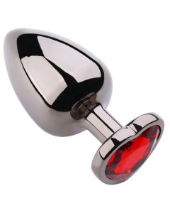 Heart shape Anal Plug Black Metallic - Red