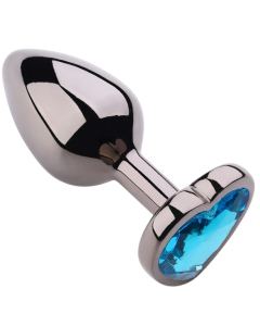 Heart shape Anal Plug Black Metallic - Blue