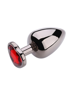 Heart shape Anal Plug Black Metallic - Red