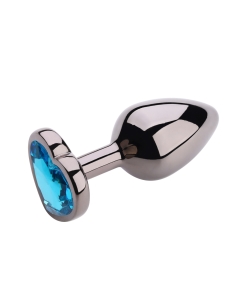 Heart shape Anal Plug Black Metallic - Blue