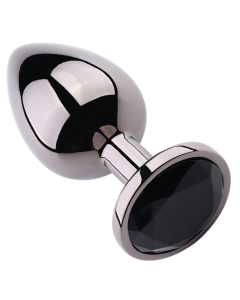 Rosebud Anal Plug Medium Black Metallic - Black
