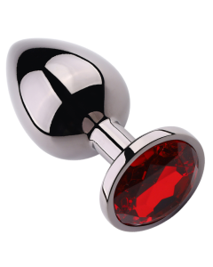 Rosebud Anal Plug Medium Black Metallic - Red