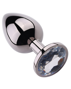 Rosebud Anal Plug Medium Black Metallic - Clear