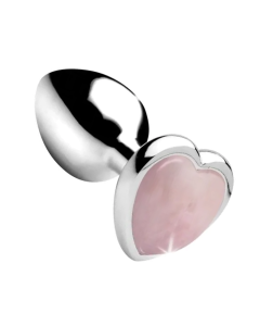 Gem Stone Rose Quartz Metal Butt Plug Medium