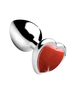 Gem Stone Red Jasper Metal Butt Plug Small