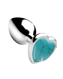 Gem Stone Turquoise Metal Butt Plug Medium
