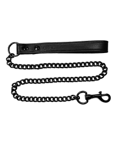 Leather Lead with black Chain Black