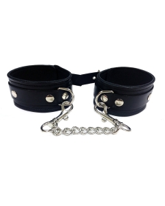 Leather Wrist Cuffs black Chains Black