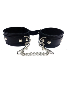 Leather Ankle Cuffs, black Chains Black