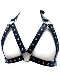 Leather Female Formed Chest Harness - OS - Black