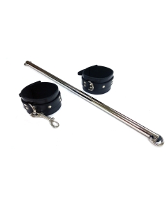Leg Spreader Bar (Adj.) with Leather Cuffs Black