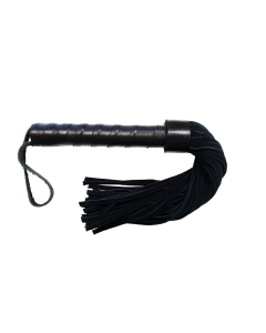 Leather Handle Short Suede Flogger  Black