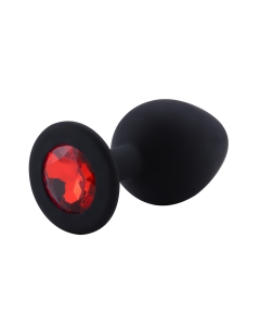 Rosebud Silicone Anal Plug Black - Red