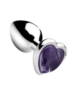 Gem Stone Amethyst Metal Butt Plug Small