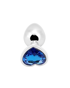 Heart shape Anal Plug Silver - Dark Blue