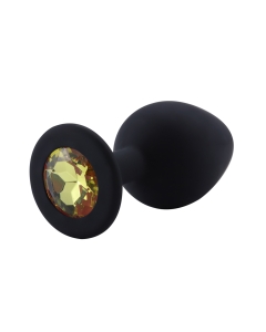 Rosebud Silicone Anal Plug Black - Yellow