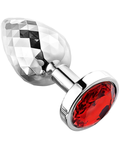Diamond Facets Anal Plug Silver M Red